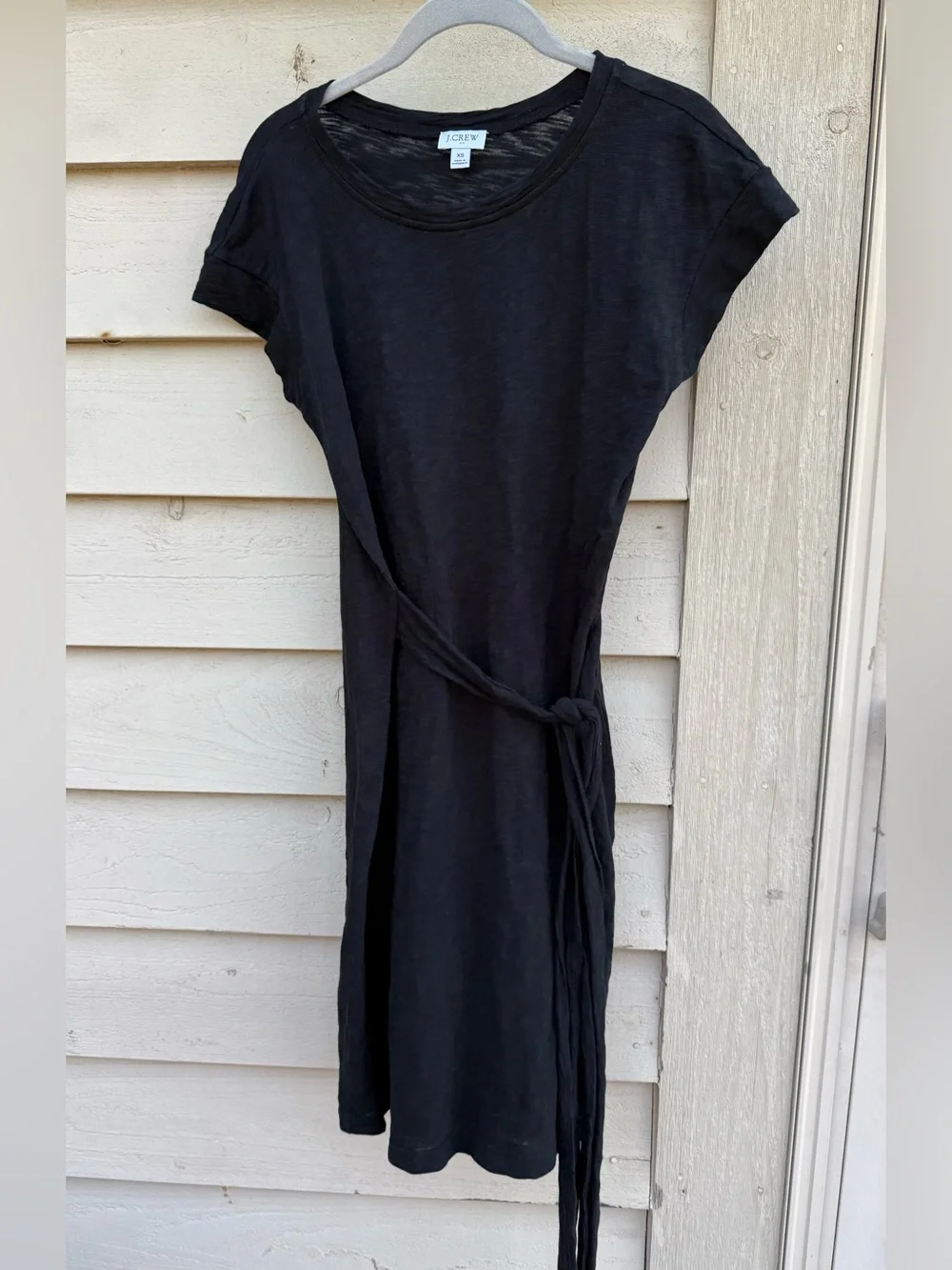 J. Crew Charcoal Black Tie-Waist Short Sleeve Tee Dress